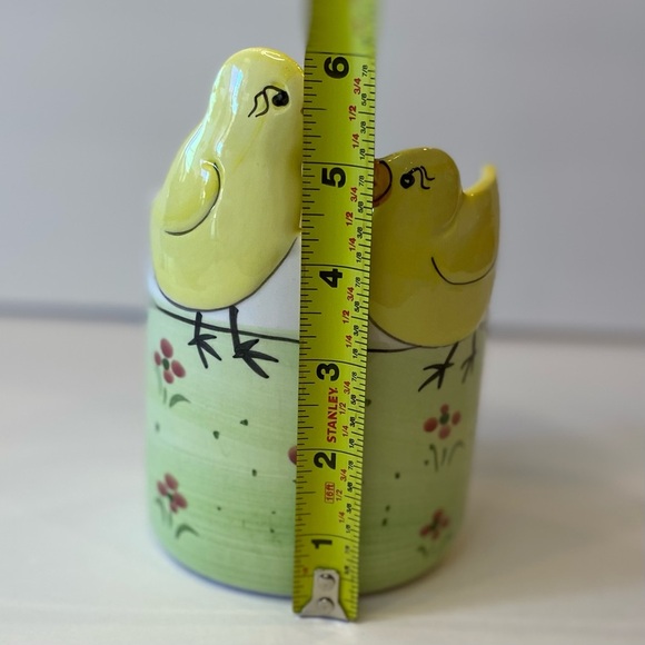 Easter Chick Yellow And Green Ceramic Planter or Candy Dish - Picture 8 of 8